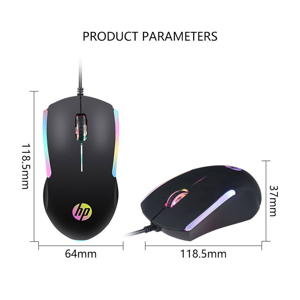 HP M160 1000 DPI RGB Lighting Effect 3 Button 3D Ergonomic Wired USB